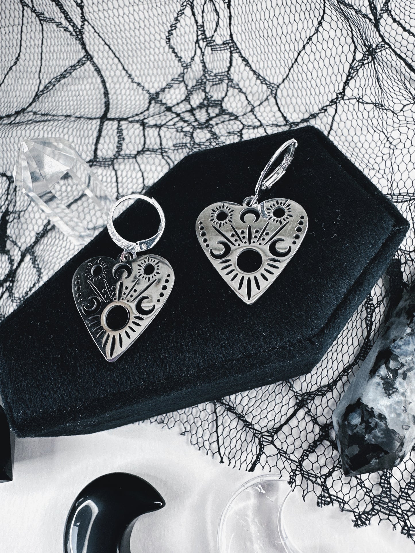 Stainless Steel Planchette Hoop Earrings