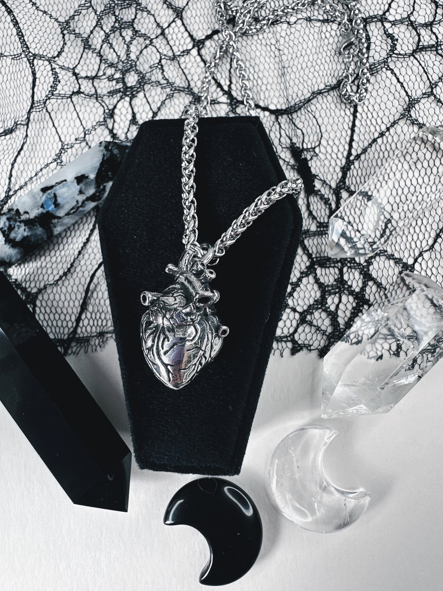 Stainless Steel Anatomical Heart Necklace