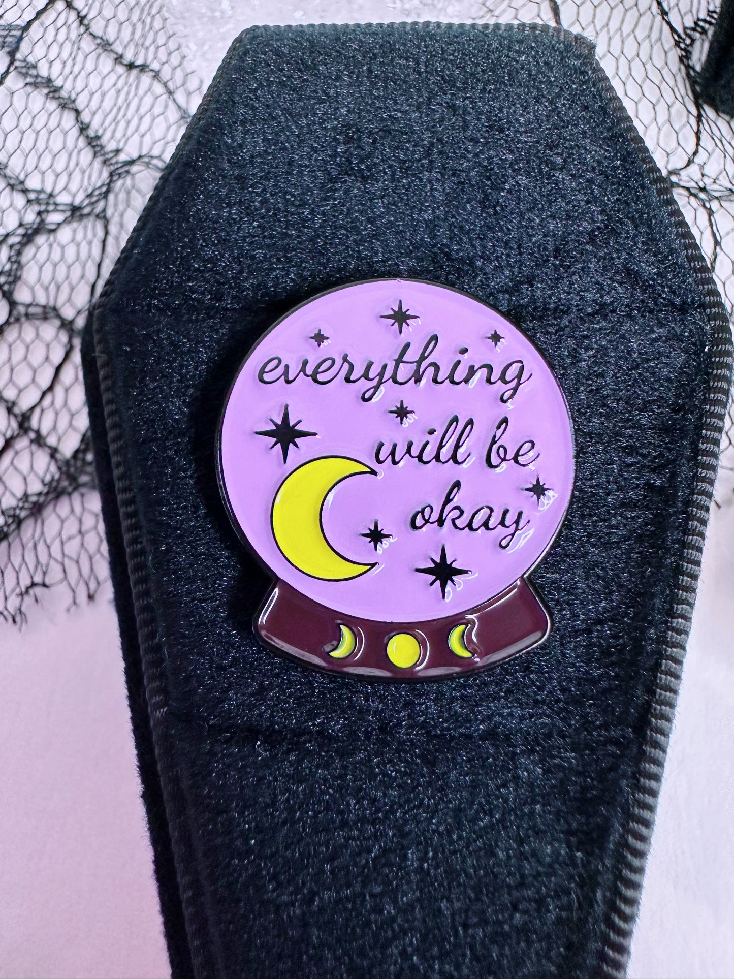 Everything will be okay Crystal ball pin