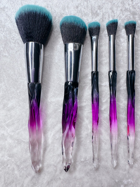 10 Piece Purple Ombré Crystal Effect Makeup Brushes