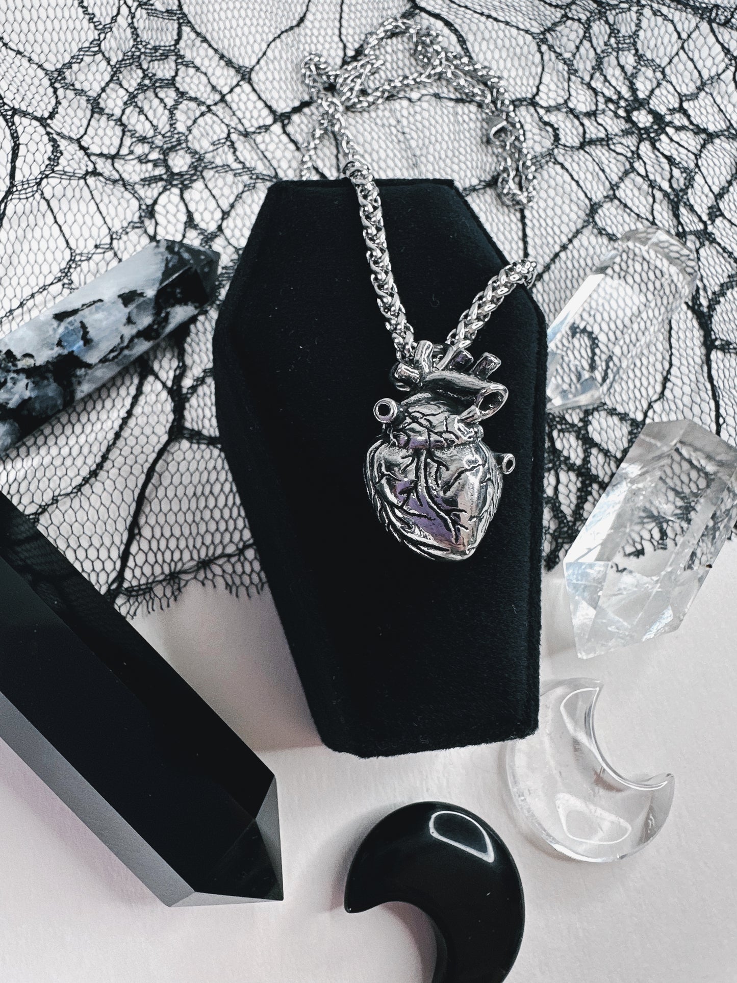 Stainless Steel Anatomical Heart Necklace