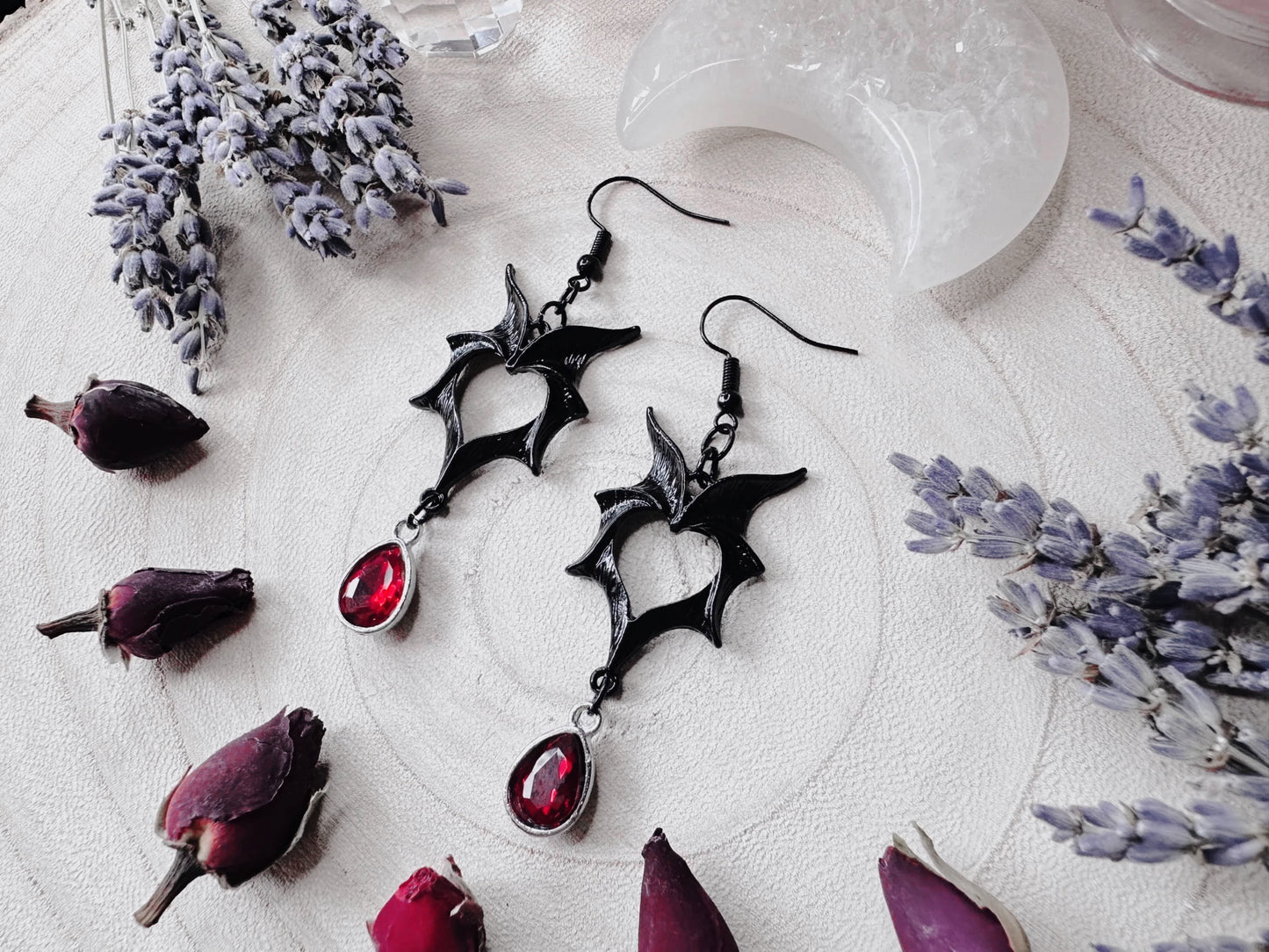 Vampire Heart Bat Wing Earrings