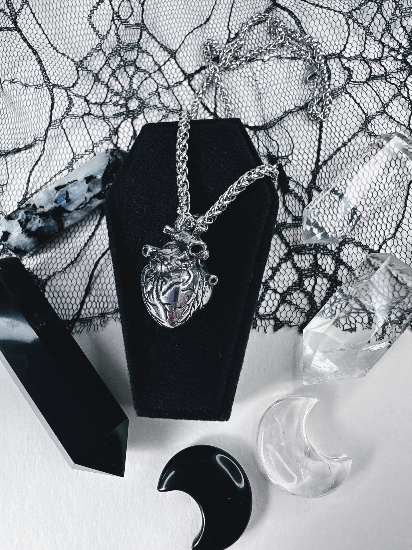 Stainless Steel Anatomical Heart Necklace