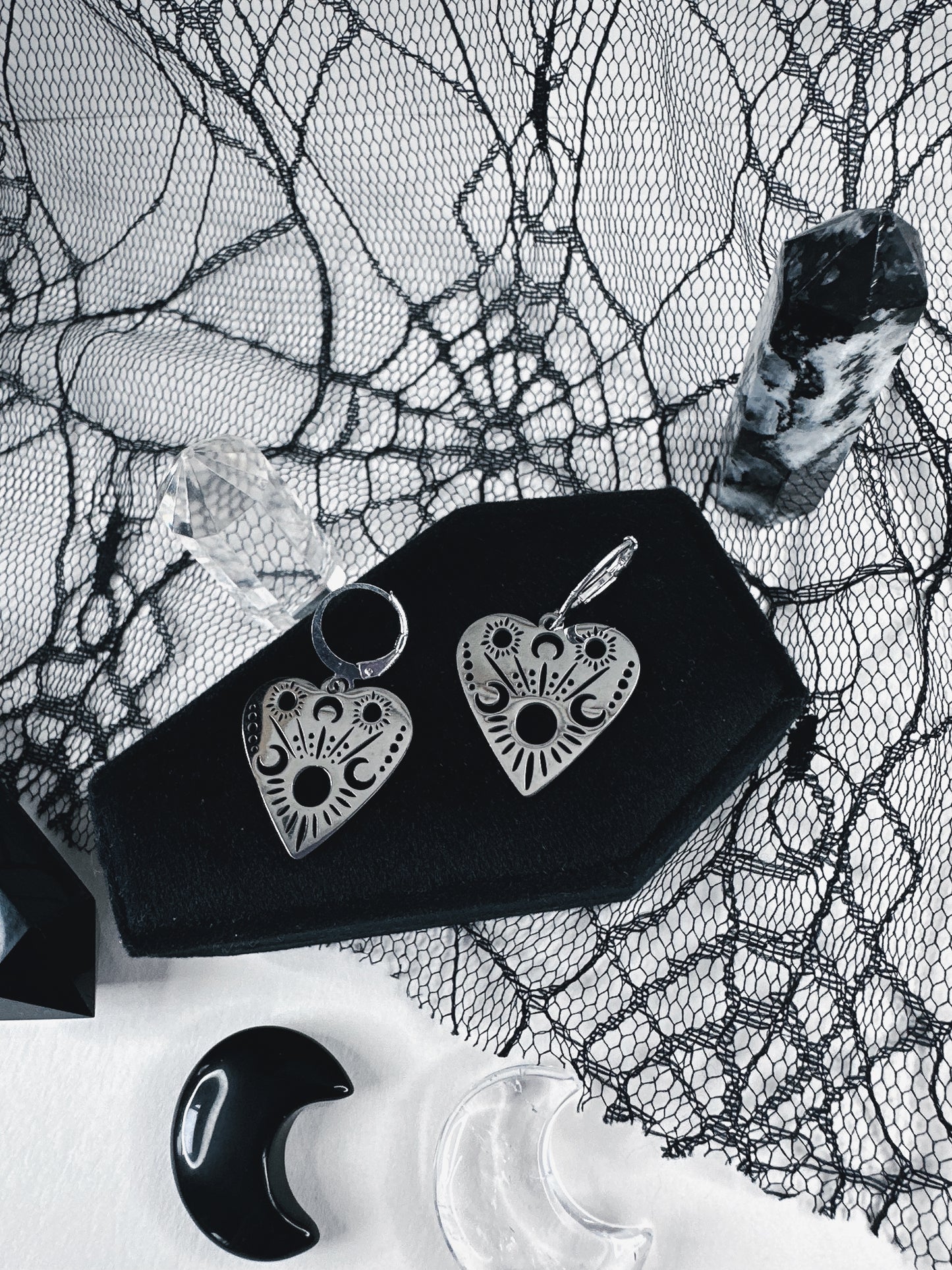 Stainless Steel Planchette Hoop Earrings