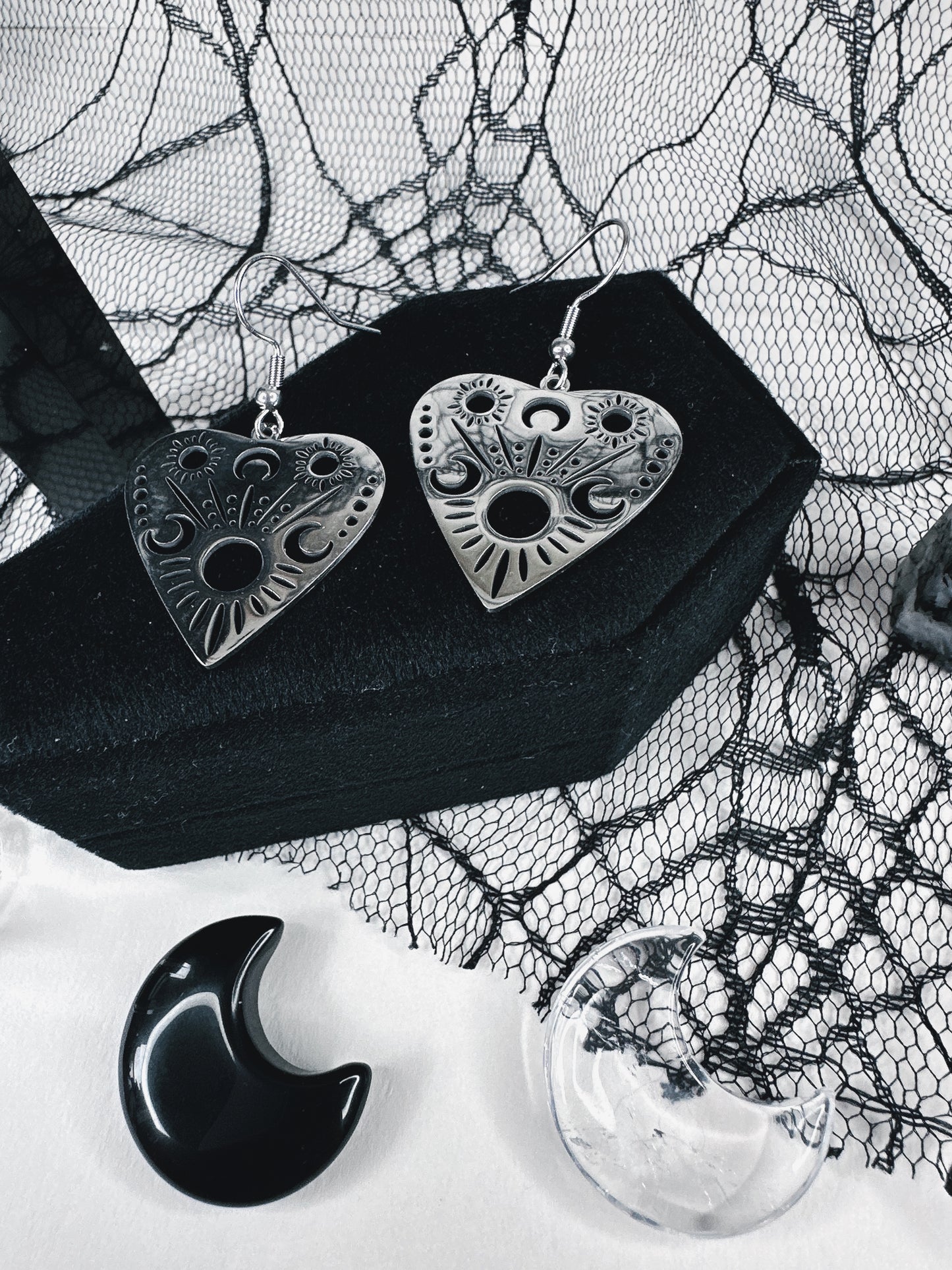 Stainless Steel Ouija Planchette Earrings