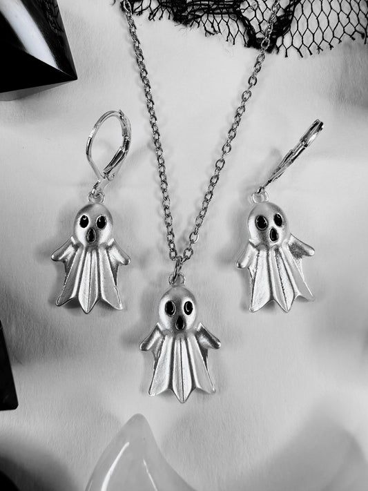 Ghost Family Necklace & Hoop Earrings