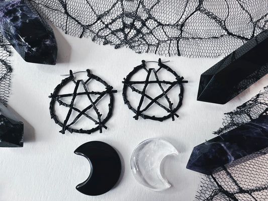 Black Witch Of The Woods Hoop Earrings