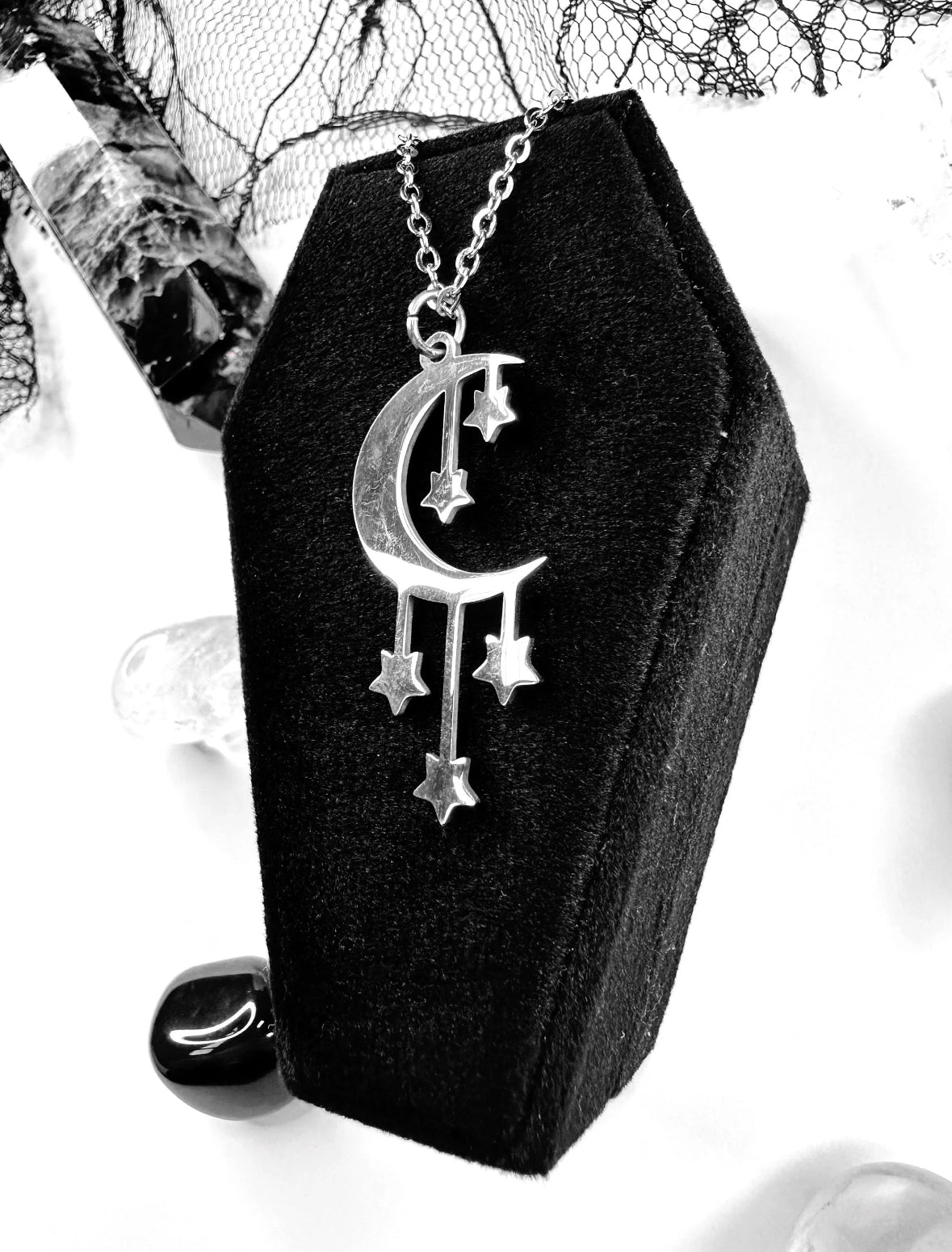 Stainless Steel Starlit Moon
Necklace