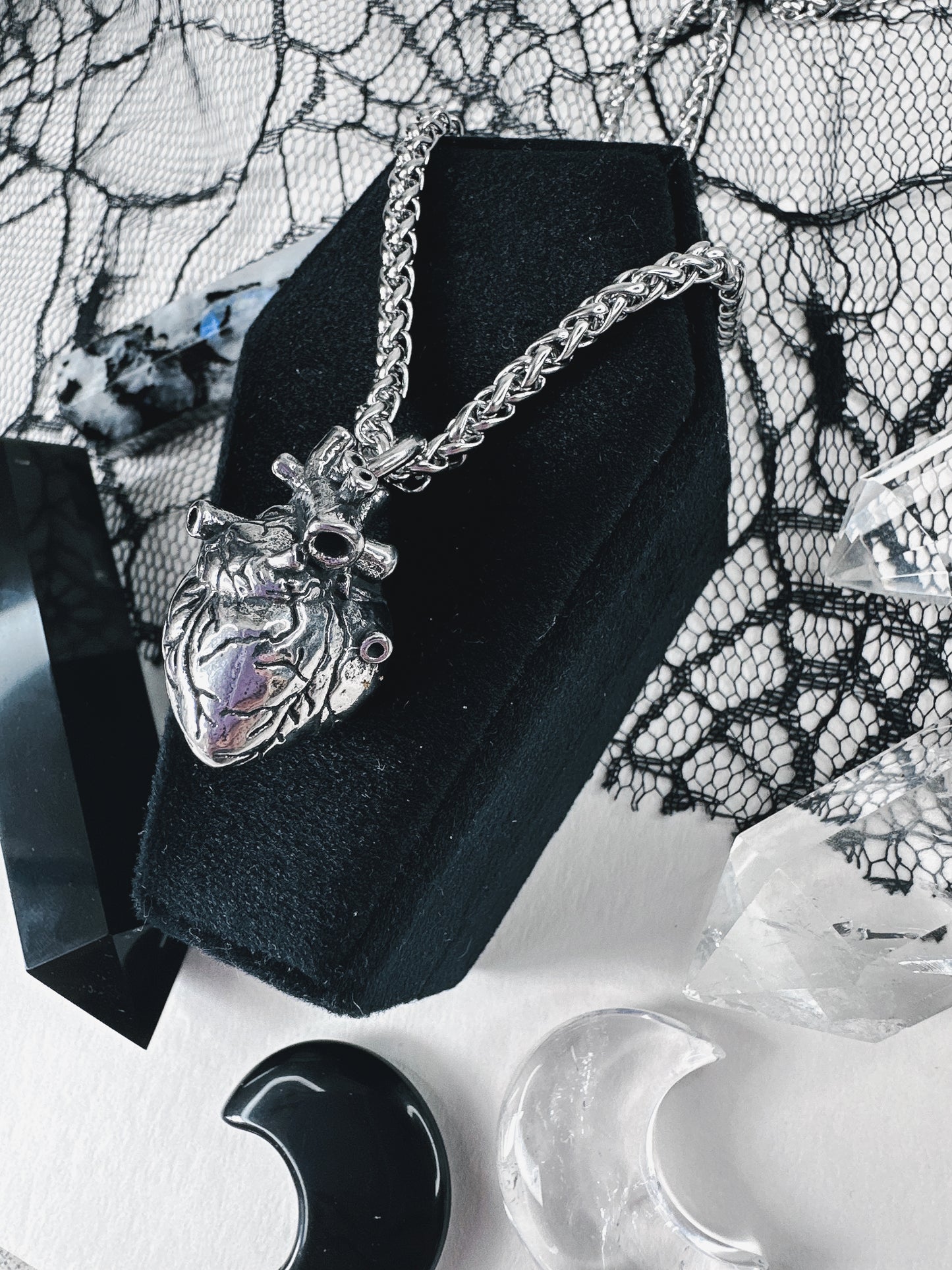Stainless Steel Anatomical Heart Necklace