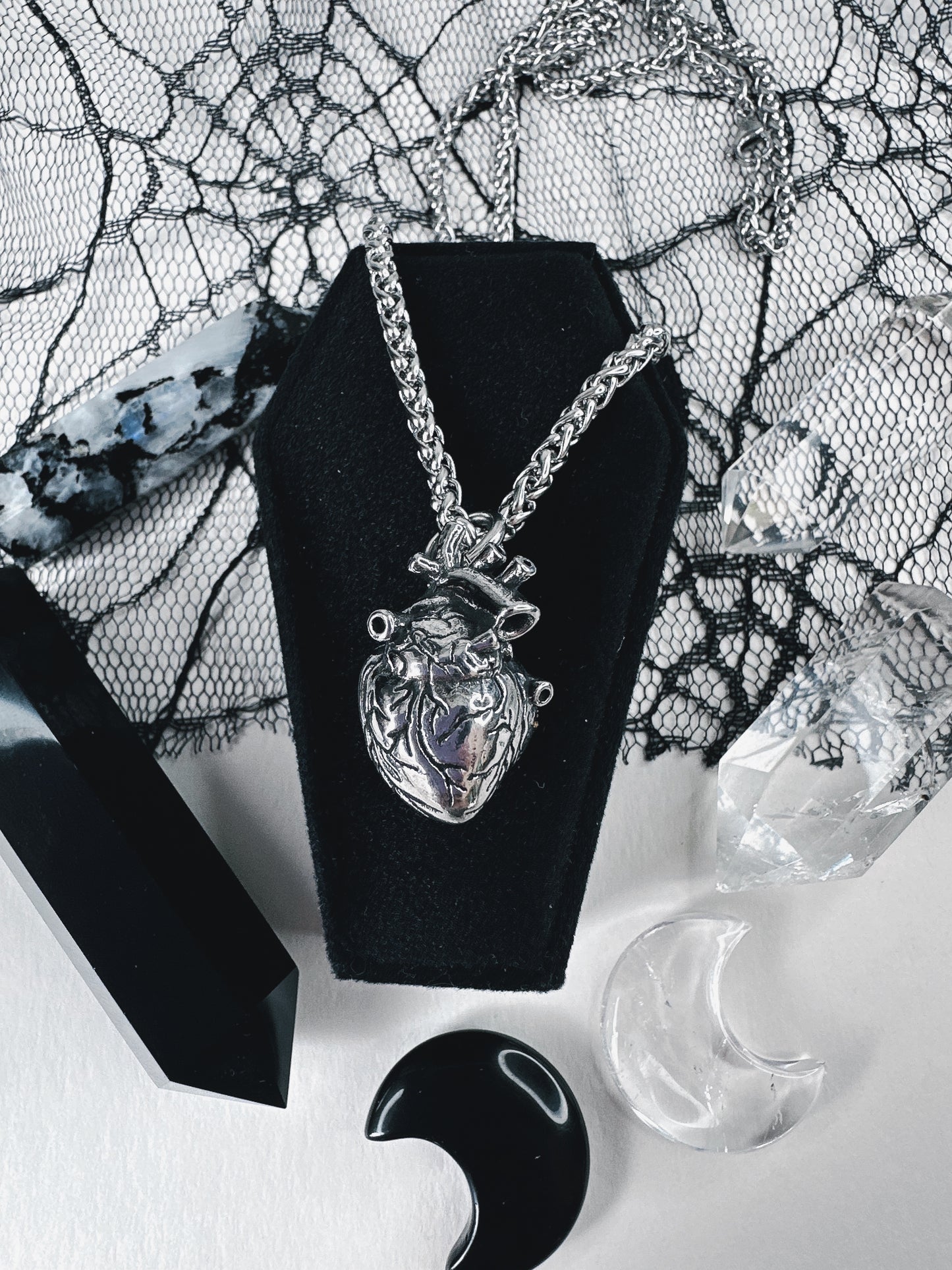 Stainless Steel Anatomical Heart Necklace