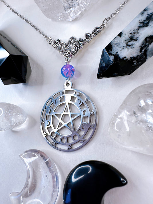 Pentagram Zodiac Wheel Necklace