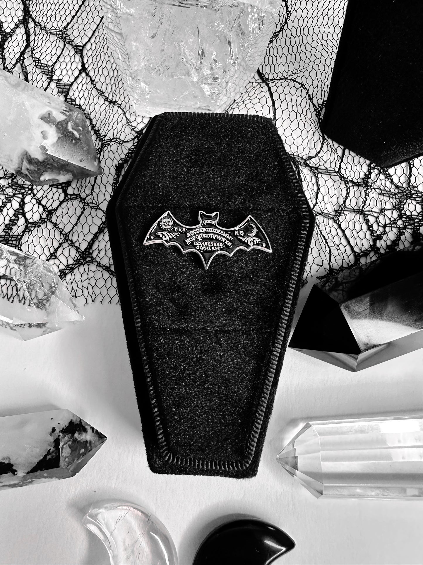 Gothic Bat Ouija Board Pin Badge