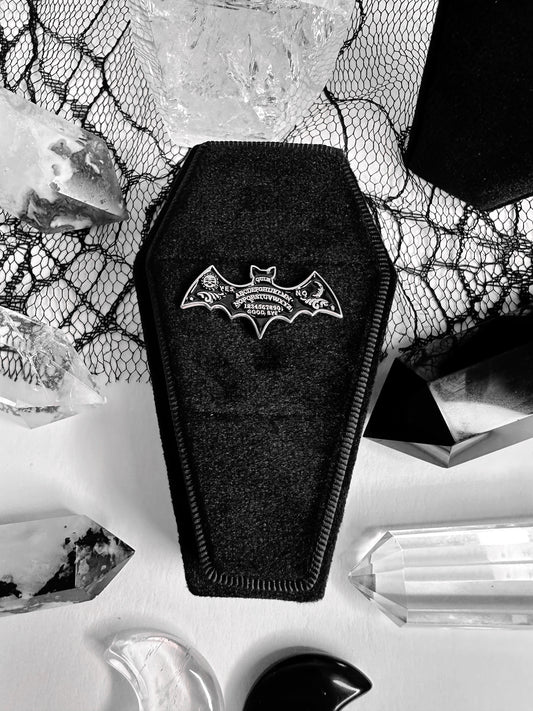 Gothic Bat Ouija Board Pin Badge