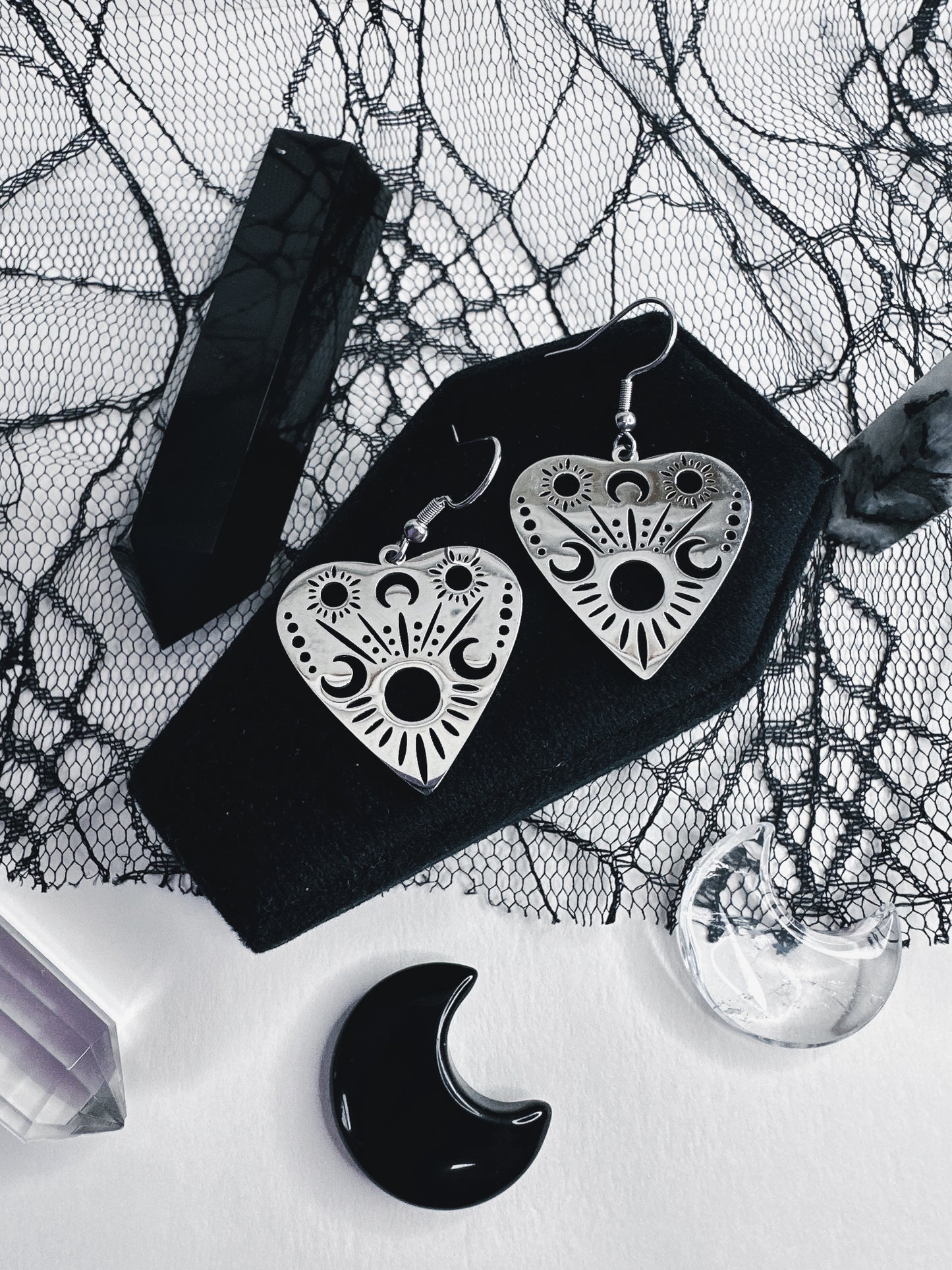Stainless Steel Ouija Planchette Earrings
