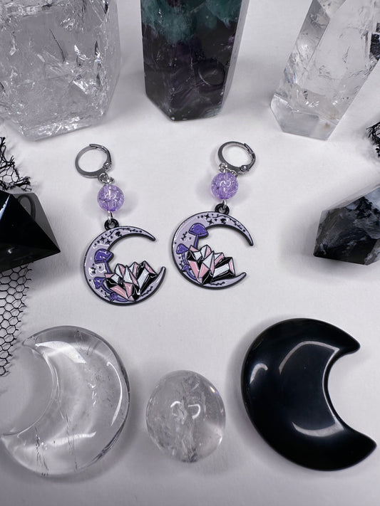 Crystal Moon Hoop Earrings