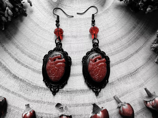 Anatomical Heart Cameo Earrings