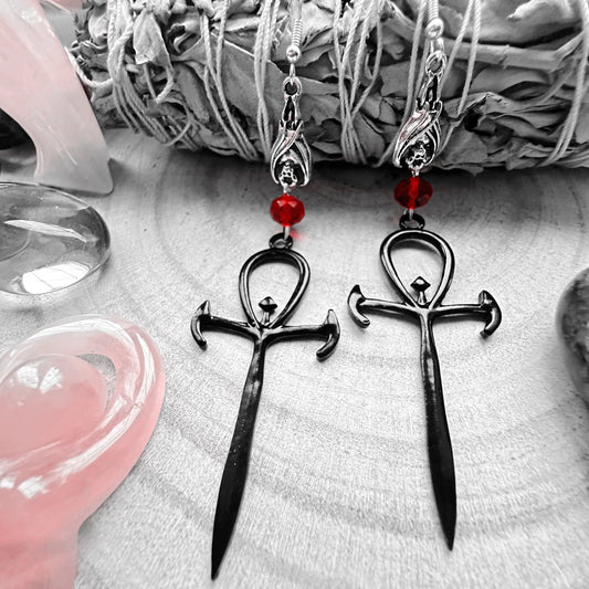 Ankh Of The Vampyr Earrings
