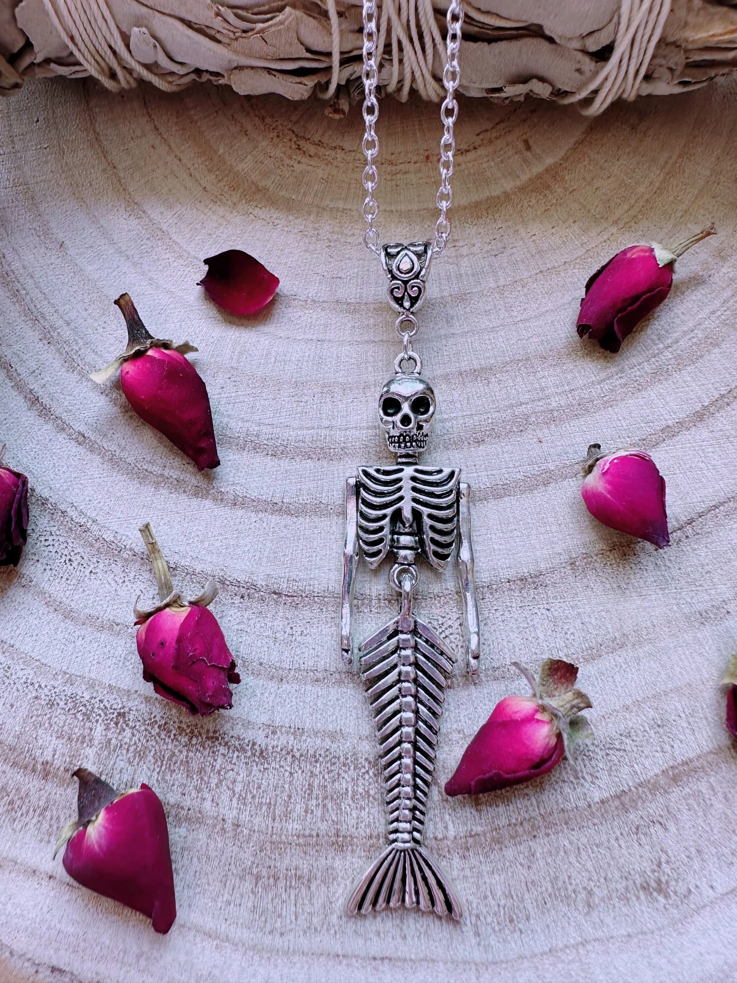 Skeletal Siren Mermaid Necklace