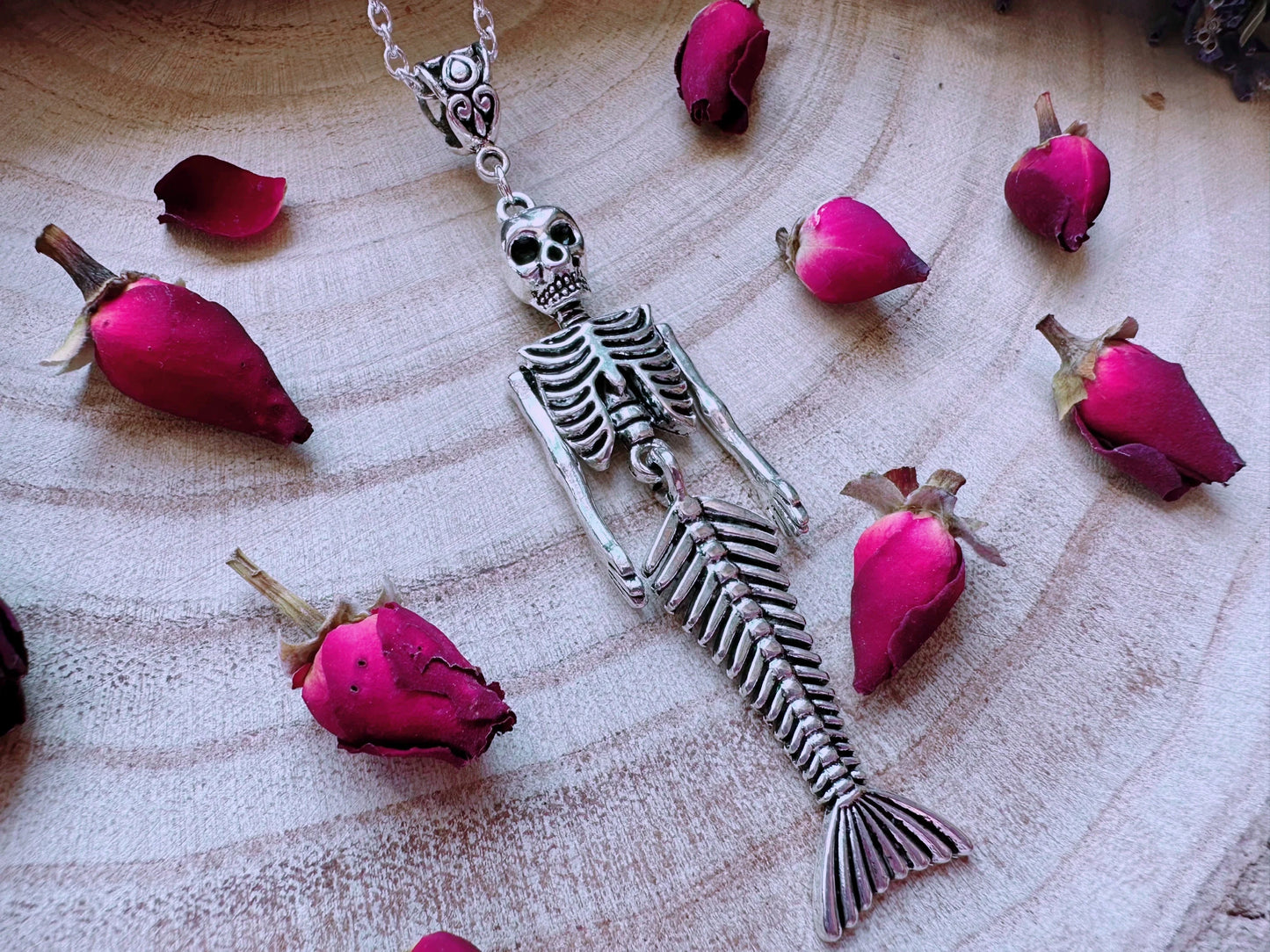 Skeletal Siren Mermaid Necklace