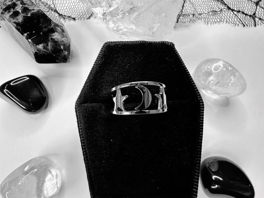 Stainless Steel Moon & Stars Ring