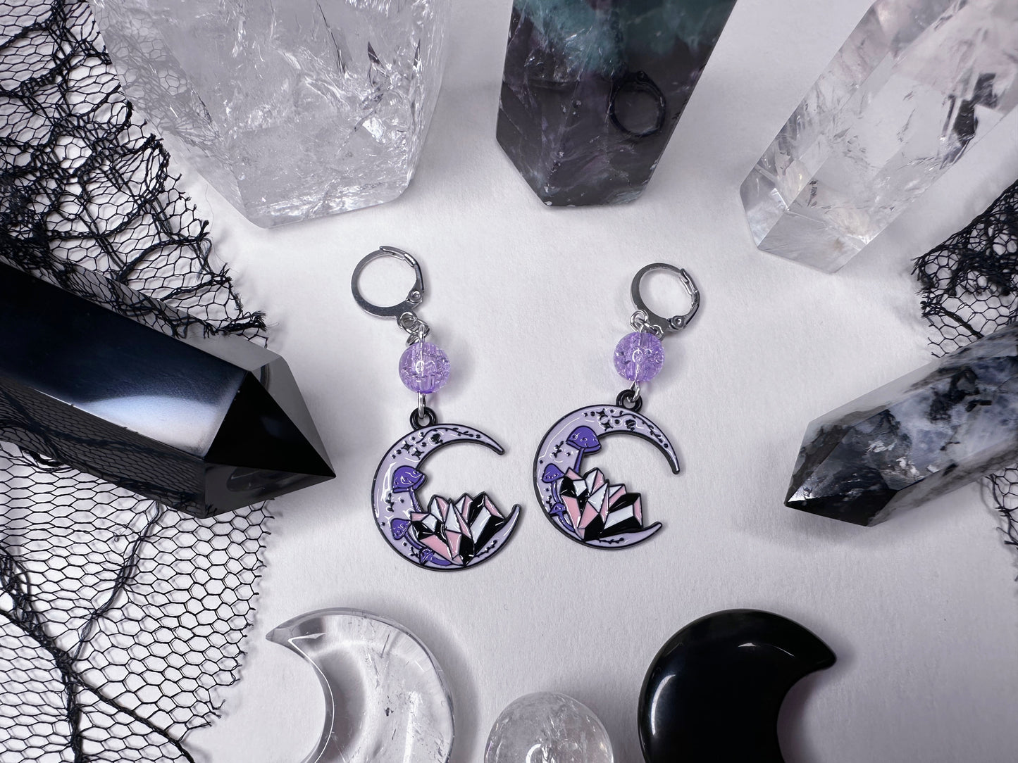 Crystal Moon Hoop Earrings