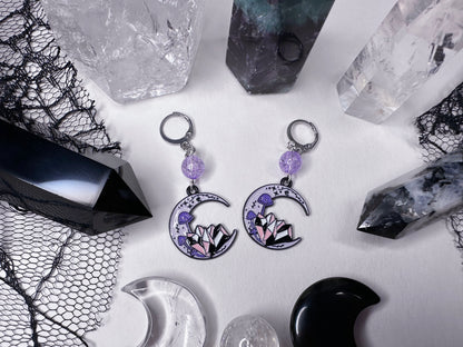 Crystal Moon Hoop Earrings