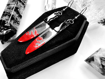 Bloody Knife Horror Earrings