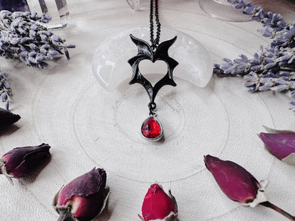 Vampire Heart Bat Wing Necklace