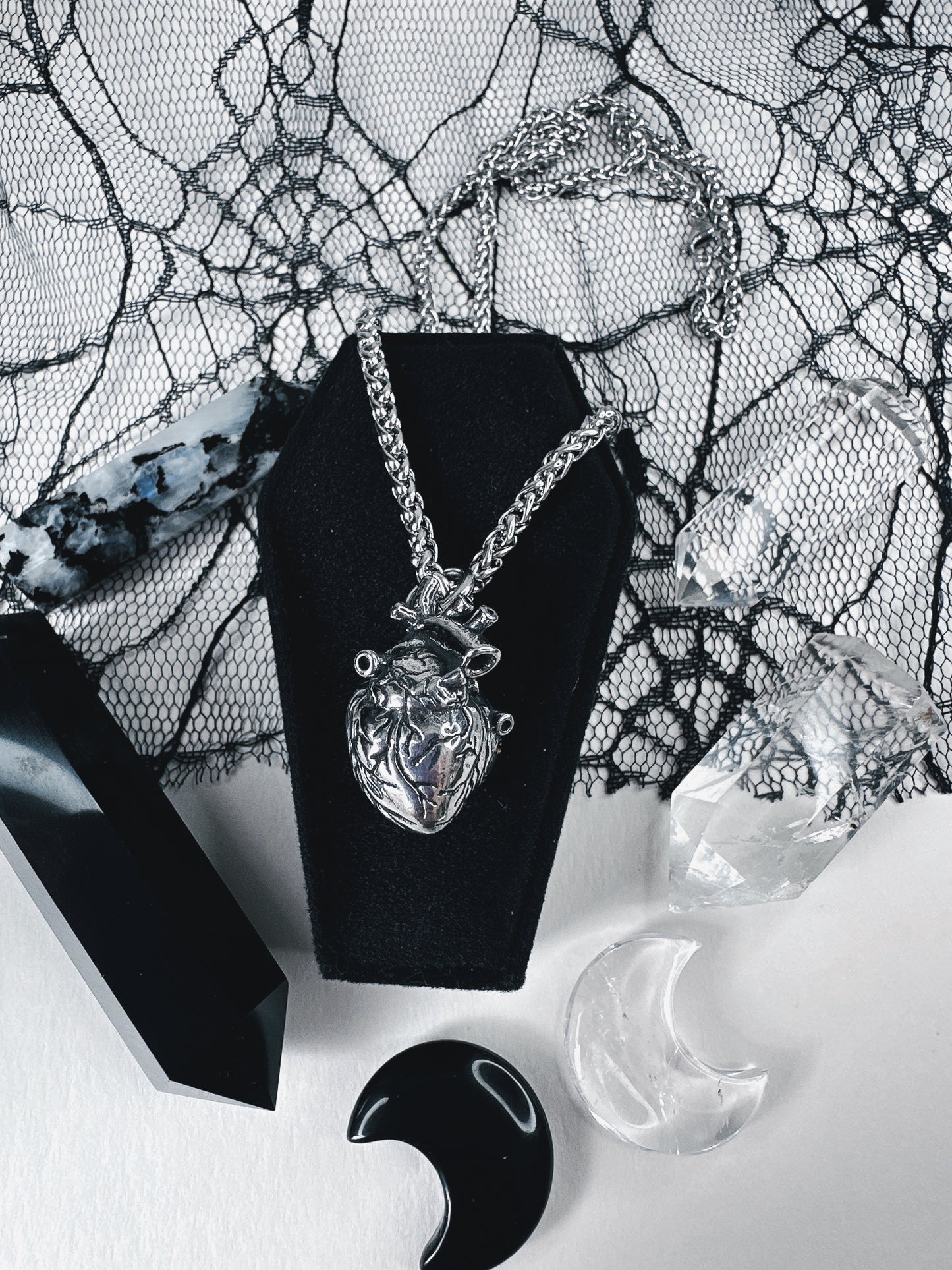Stainless Steel Anatomical Heart Necklace