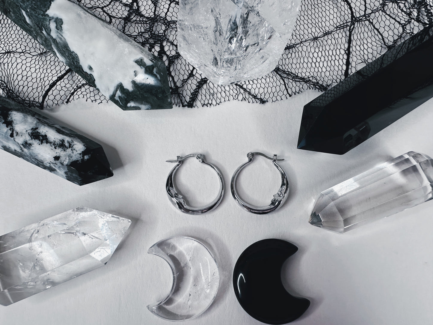 Crescent Moon Hoop Earrings