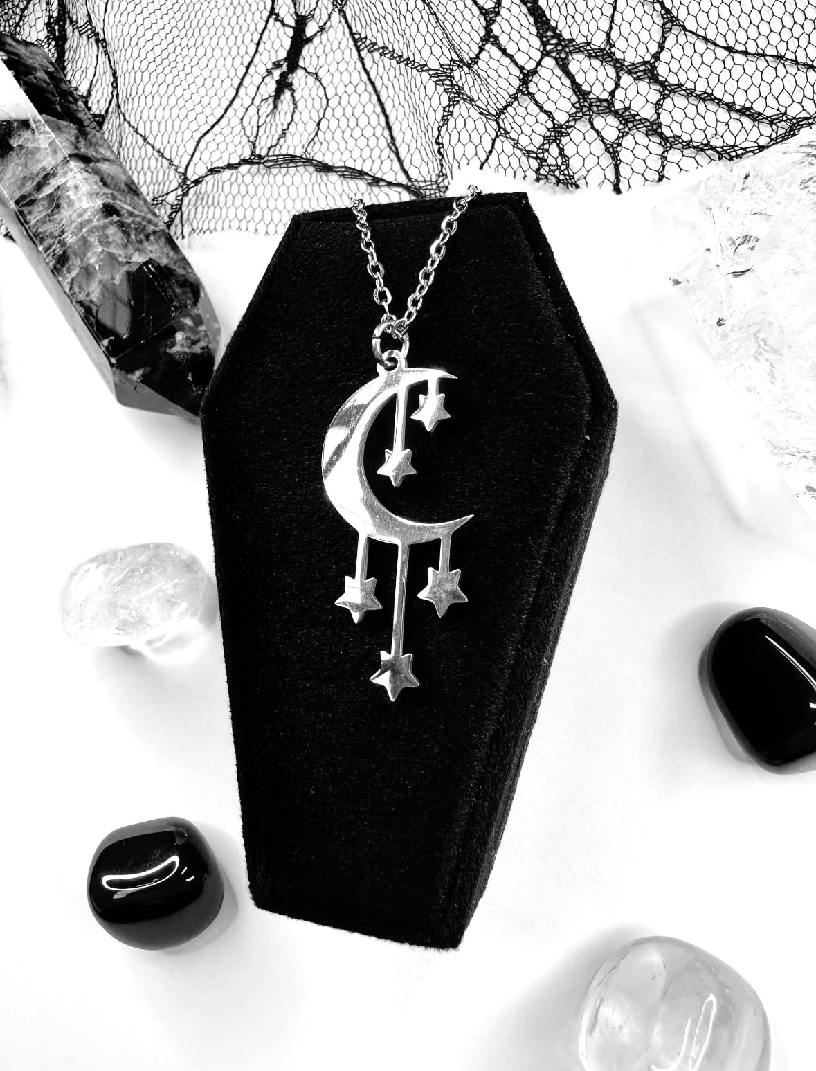 Stainless Steel Starlit Moon
Necklace