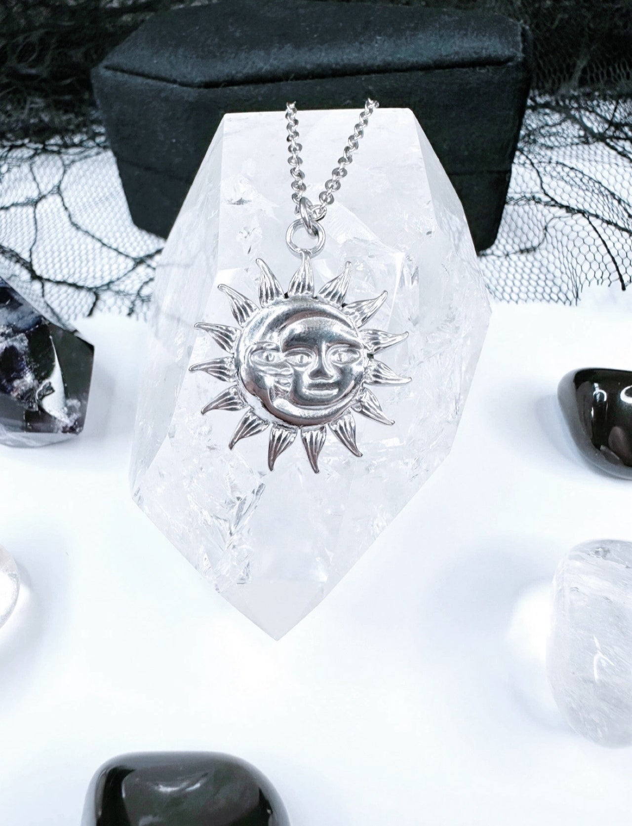 Stainless Steel Sun & Moon Necklace