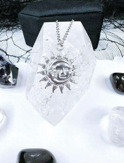Stainless Steel Sun & Moon Necklace