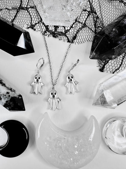 Ghost Family Necklace & Hoop Earrings
