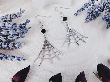Stainless Steel Spiderweb Earrings