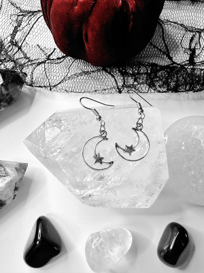 Crescent Moon & Star Earrings