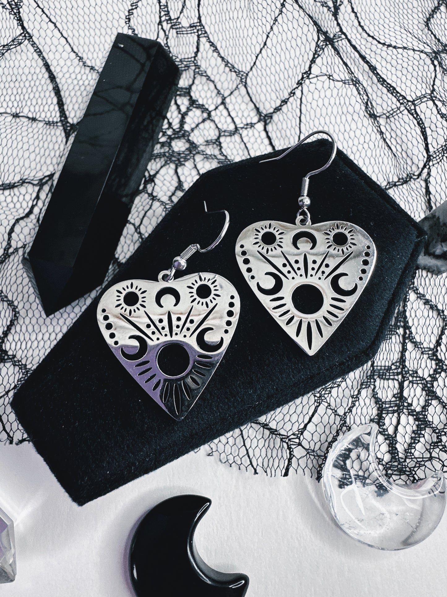 Stainless Steel Ouija Planchette Earrings