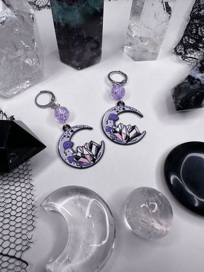 Crystal Moon Hoop Earrings