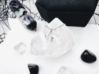 Stainless Steel Moon & Star Necklace