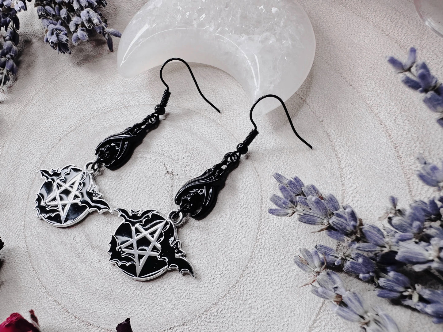Protected By Bats Pentagram Earrings