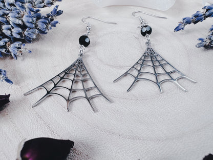 Stainless Steel Spiderweb Earrings