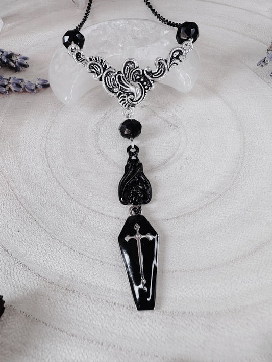 Black Bat & Coffin Necklace