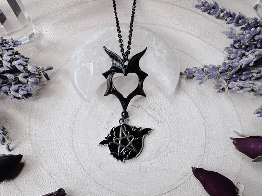 Protected By Bats Pentagram Necklace