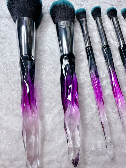 10 Piece Purple Ombré Crystal Effect Makeup Brushes
