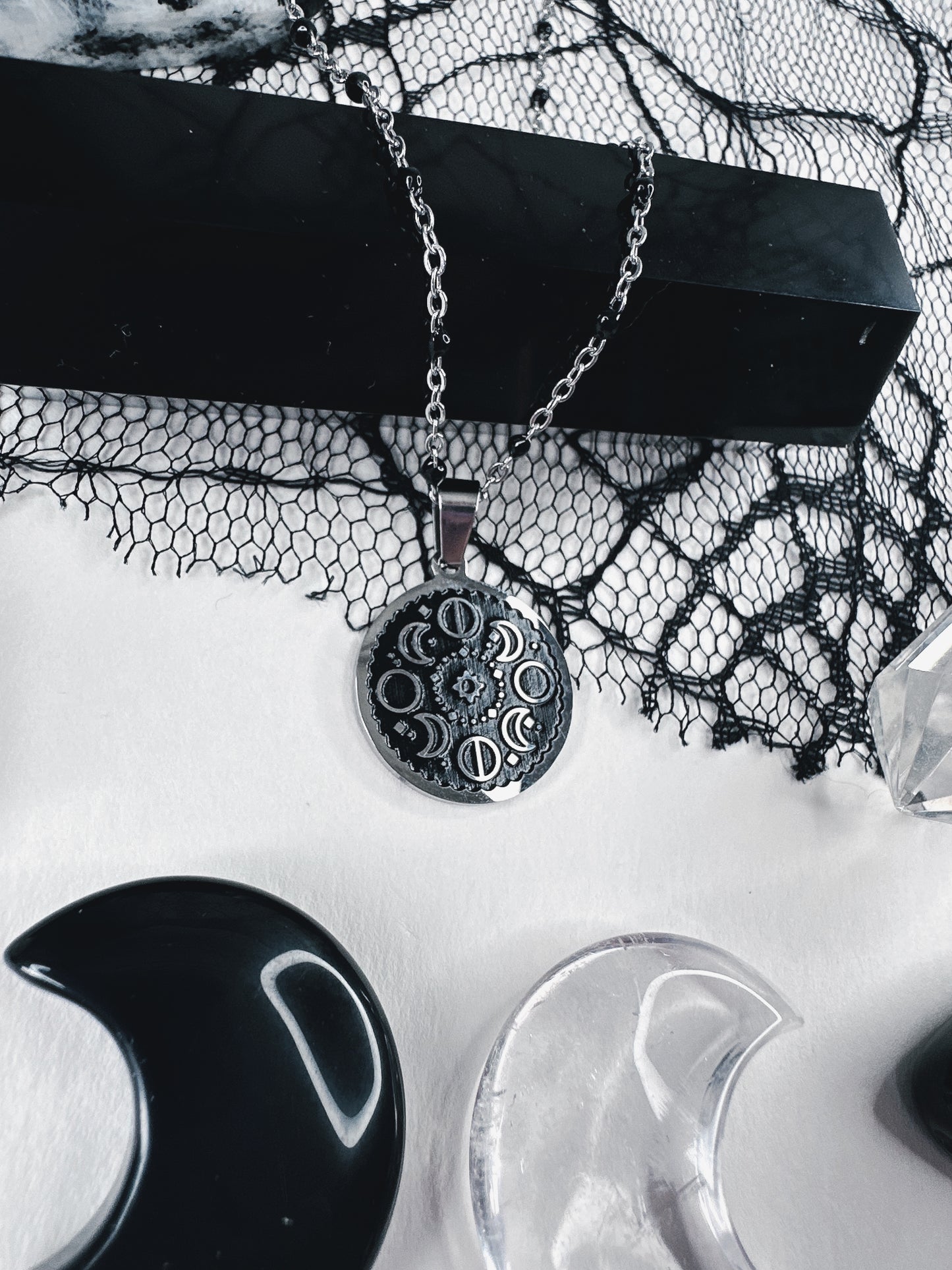 Stainless Steel Moon Phase Necklace
