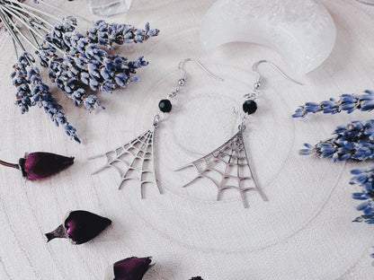 Stainless Steel Spiderweb Earrings