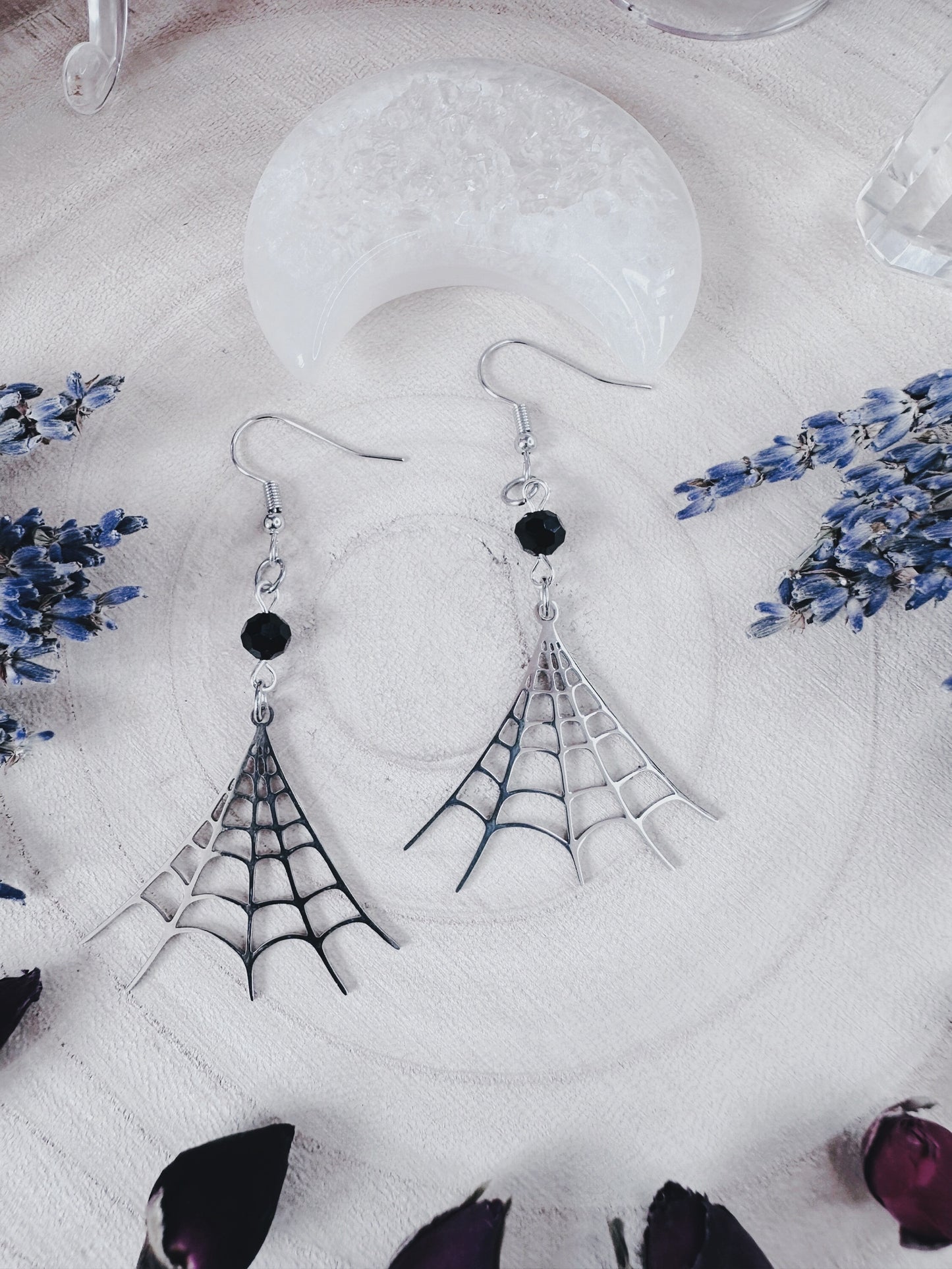 Stainless Steel Spiderweb Earrings