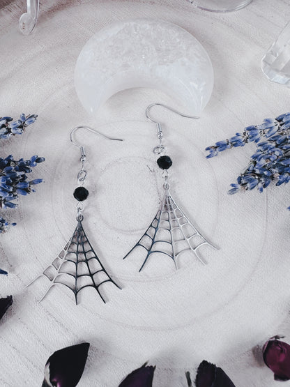Stainless Steel Spiderweb Earrings