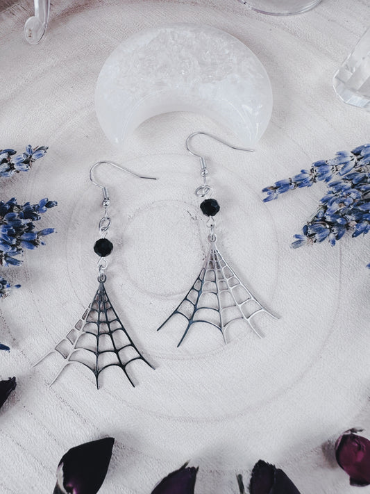 Stainless Steel Spiderweb Earrings