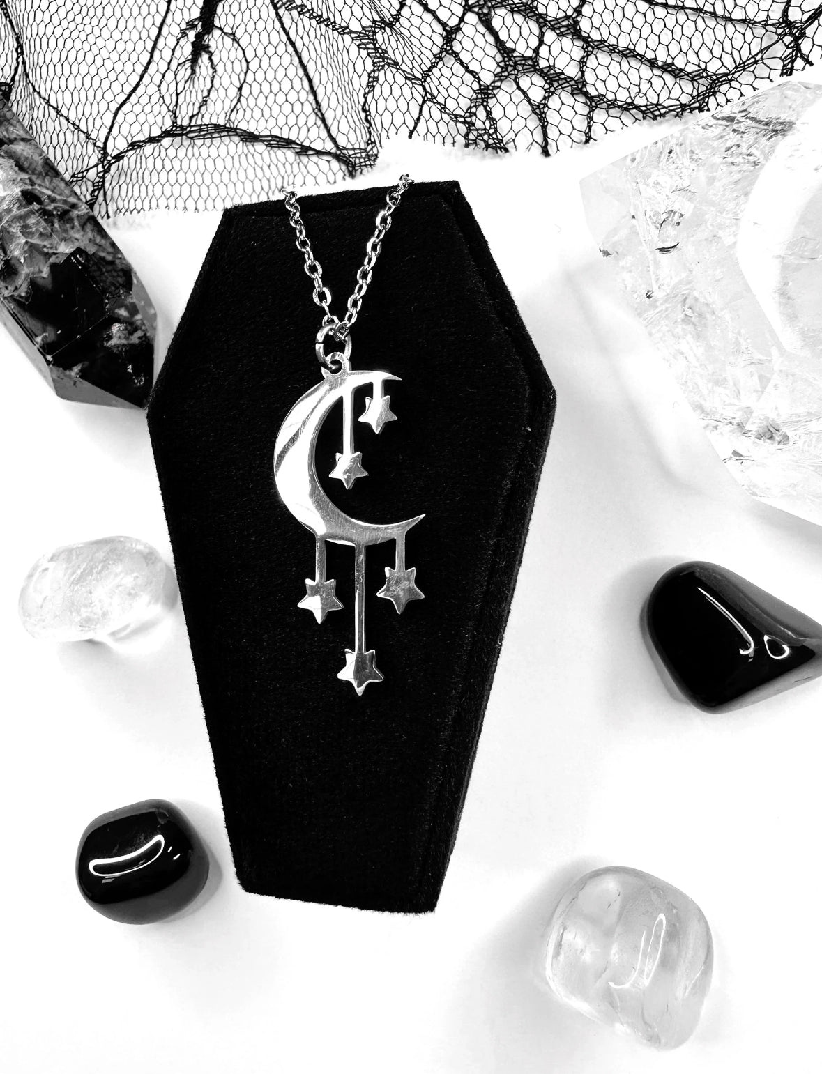 Stainless Steel Starlit Moon
Necklace